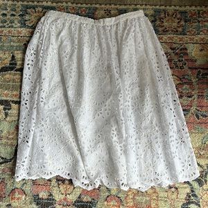 J. Crew White Eyelet Midi Skirt